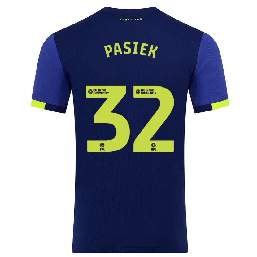 Danxen Kinderen Kacper Pasiek #32 Marine Geel Uitshirt Uittenue 2025/26 T-Shirt