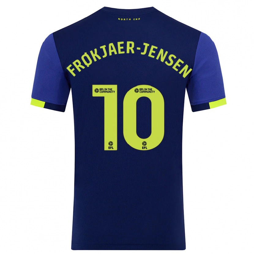 Danxen Kinderen Mads Frøkjaer-Jensen #10 Marine Geel Uitshirt Uittenue 2025/26 T-Shirt