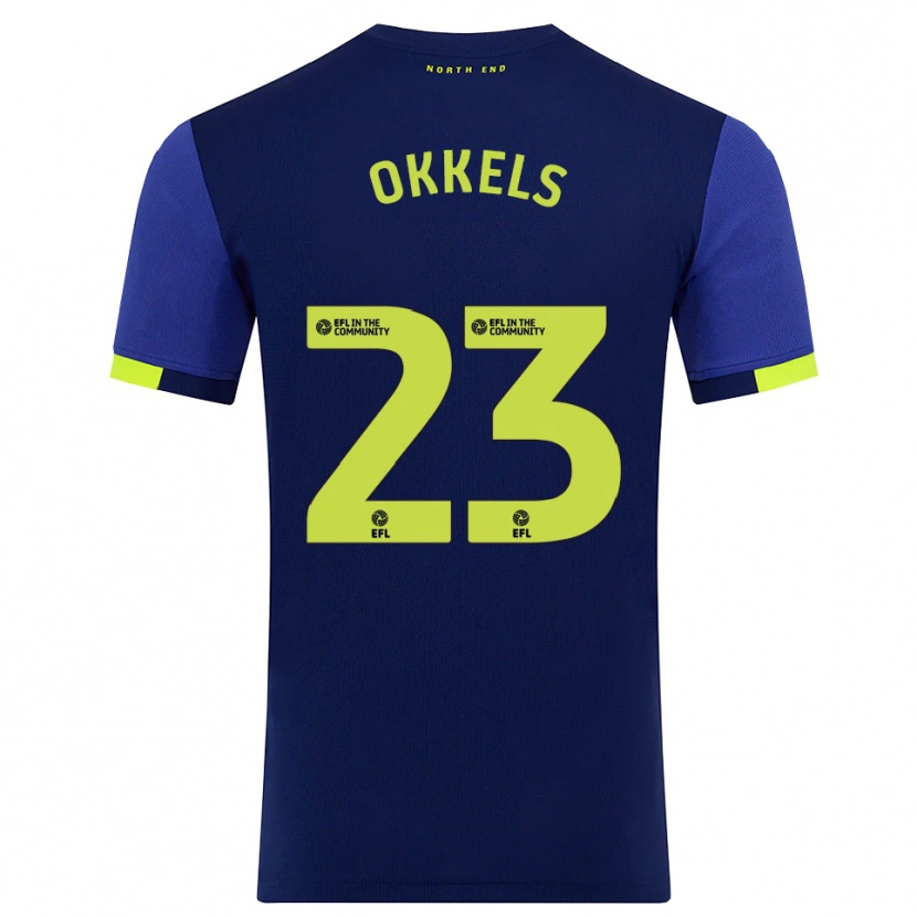 Danxen Kinderen Jeppe Okkels #23 Marine Geel Uitshirt Uittenue 2025/26 T-Shirt