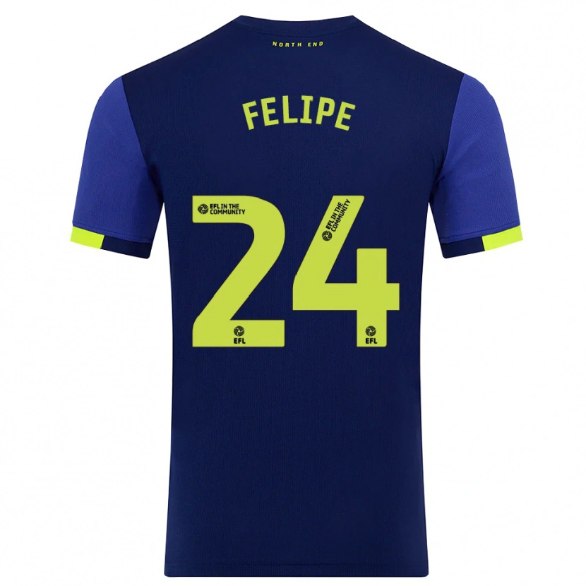 Danxen Kinderen Felipinho #24 Marine Geel Uitshirt Uittenue 2025/26 T-Shirt