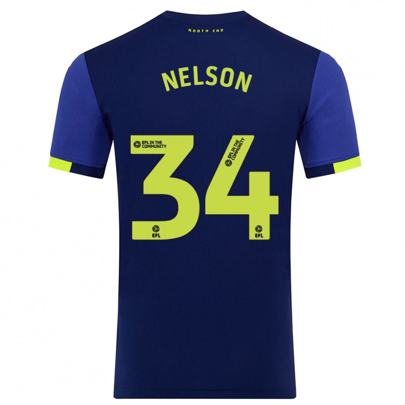 Danxen Kinderen Kitt Nelson #34 Marine Geel Uitshirt Uittenue 2025/26 T-Shirt