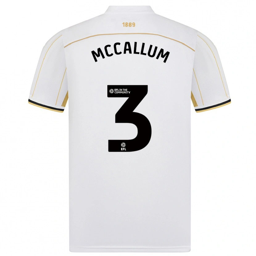Danxen Kinderen Sam Mccallum #3 Wit Goud Uitshirt Uittenue 2025/26 T-Shirt