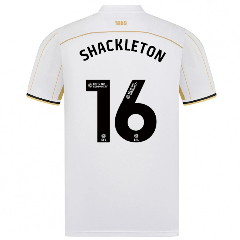 Danxen Kinderen Jamie Shackleton #16 Wit Goud Uitshirt Uittenue 2025/26 T-Shirt