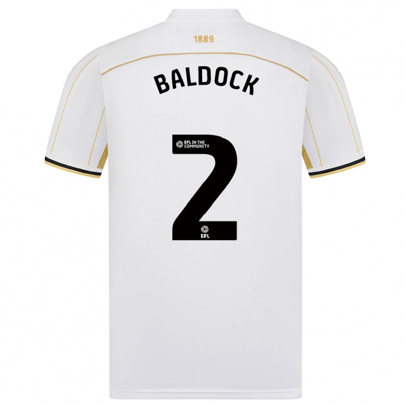 Danxen Kinderen George Baldock #2 Wit Goud Uitshirt Uittenue 2025/26 T-Shirt