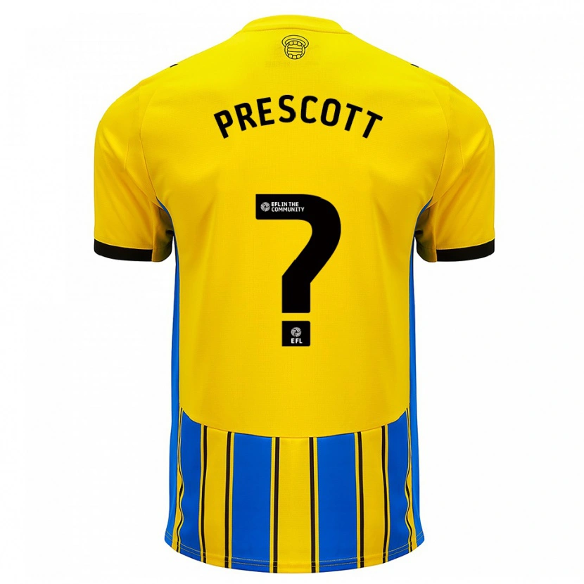 Danxen Kinderen Alfie Prescott #0 Blauw Geel Uitshirt Uittenue 2025/26 T-Shirt