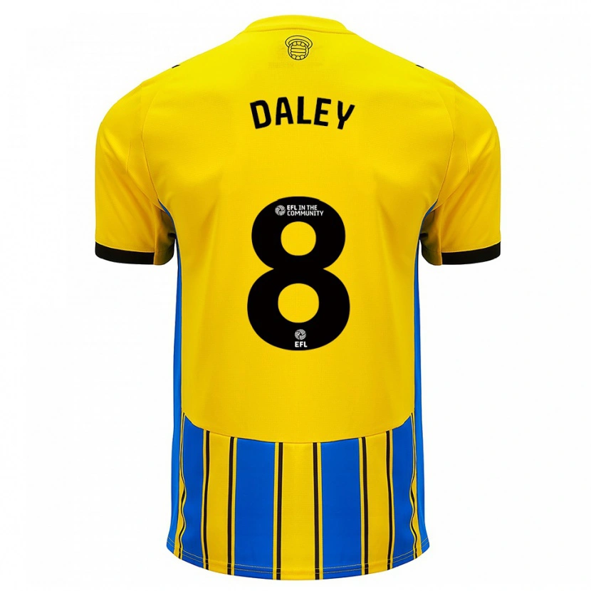 Danxen Kinderen Aston Daley #8 Blauw Geel Uitshirt Uittenue 2025/26 T-Shirt