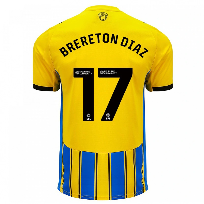 Danxen Kinderen Ben Brereton Díaz #17 Blauw Geel Uitshirt Uittenue 2025/26 T-Shirt