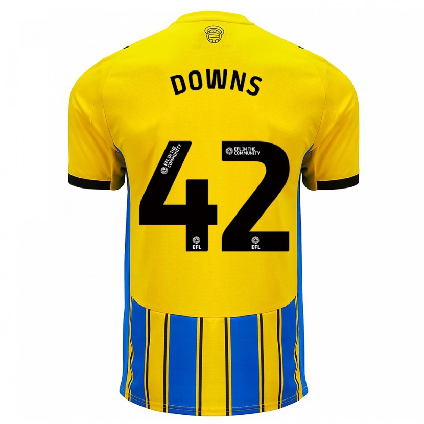 Danxen Kinderen Damion Downs #42 Blauw Geel Uitshirt Uittenue 2025/26 T-Shirt
