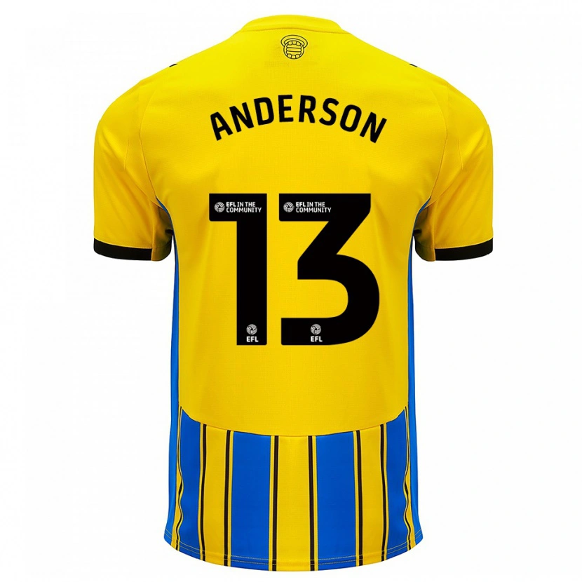 Danxen Kinderen Calum Anderson #13 Blauw Geel Uitshirt Uittenue 2025/26 T-Shirt