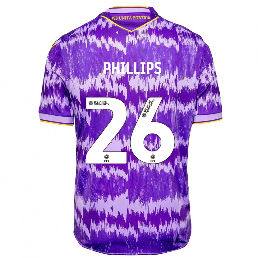 Danxen Kinderen Ashley Phillips #26 Paars Geel Uitshirt Uittenue 2025/26 T-Shirt