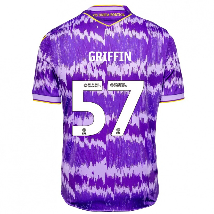 Danxen Kinderen Jake Griffin #57 Paars Geel Uitshirt Uittenue 2025/26 T-Shirt