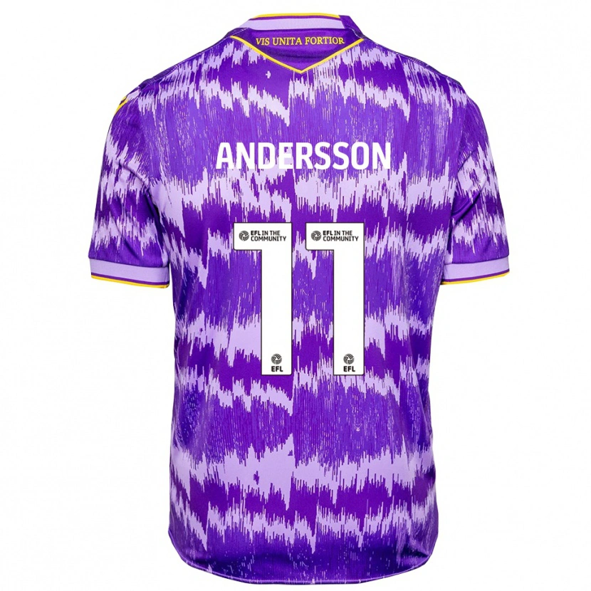 Danxen Kinderen Edwin Andersson #11 Paars Geel Uitshirt Uittenue 2025/26 T-Shirt