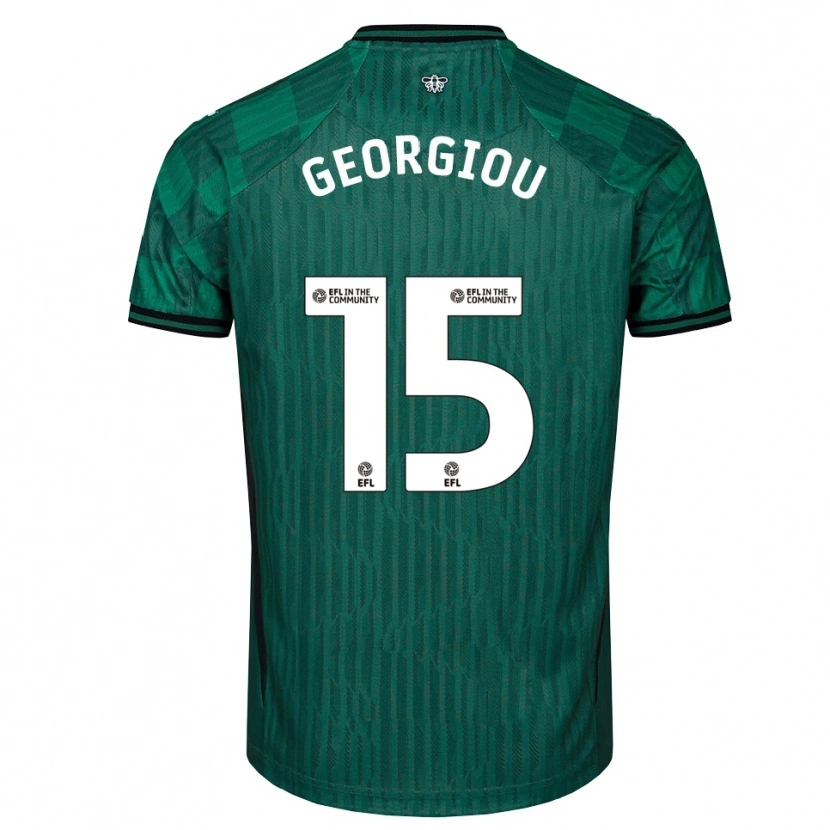 Danxen Kinderen Andria Georgiou #15 Groen Zwart Uitshirt Uittenue 2025/26 T-Shirt