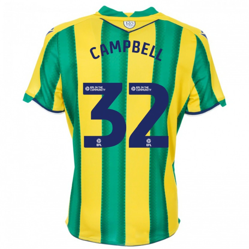 Danxen Kinderen George Campbell #32 Geel Groen Uitshirt Uittenue 2025/26 T-Shirt