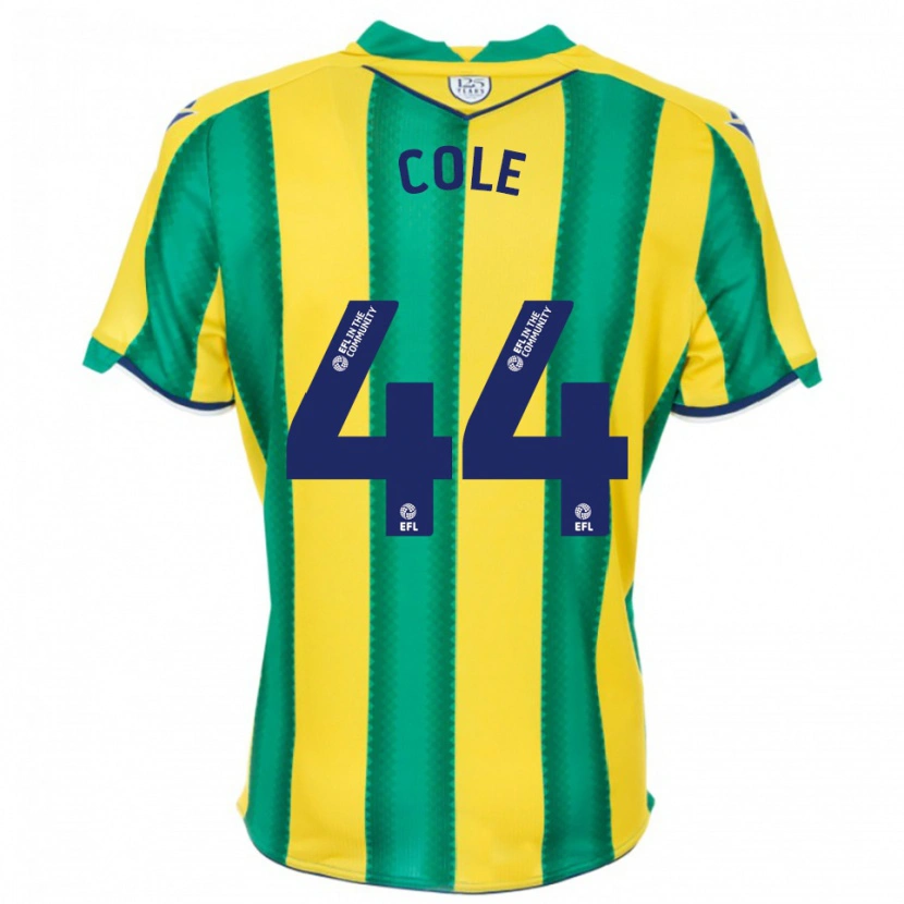 Danxen Kinderen Devante Cole #44 Geel Groen Uitshirt Uittenue 2025/26 T-Shirt