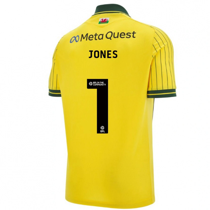 Danxen Kinderen Elliott Jones #1 Geel Groen Uitshirt Uittenue 2025/26 T-Shirt