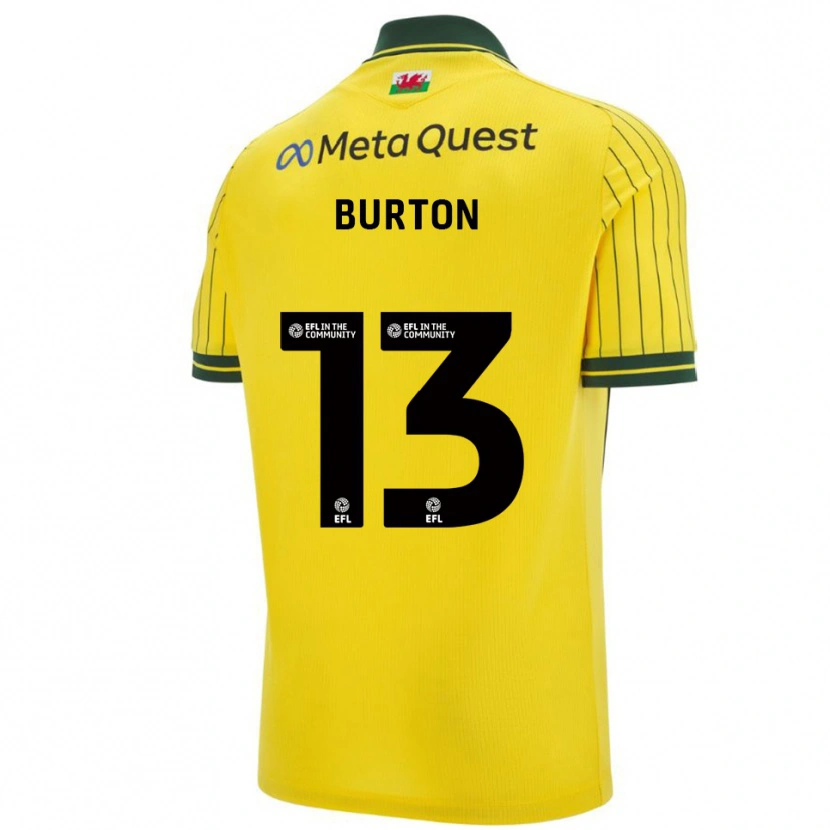 Danxen Kinderen Callum Burton #13 Geel Groen Uitshirt Uittenue 2025/26 T-Shirt