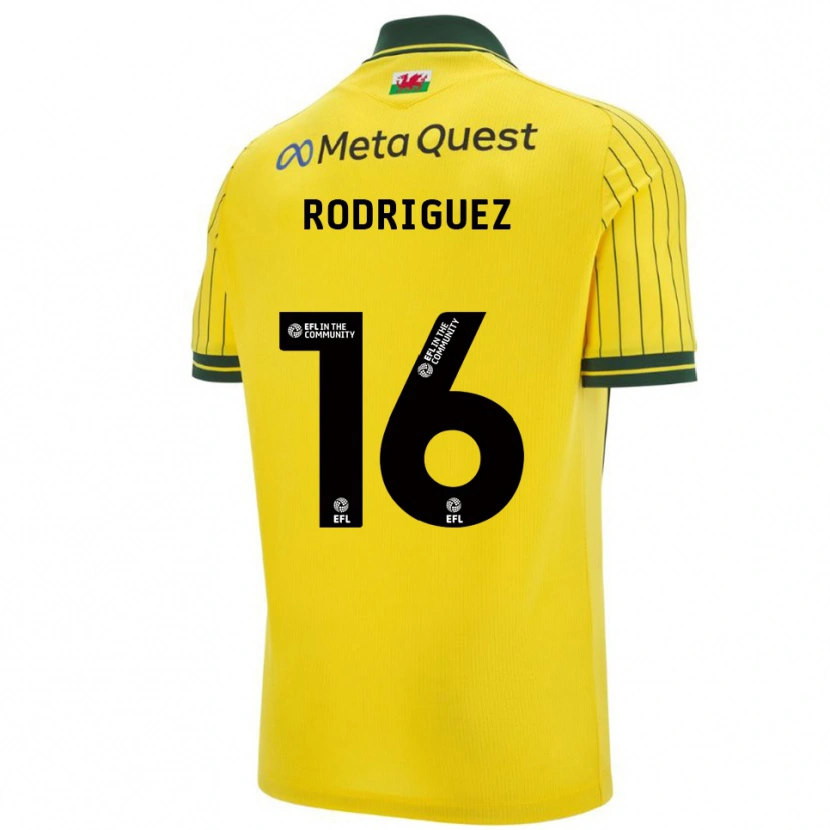 Danxen Kinderen Jay Rodríguez #16 Geel Groen Uitshirt Uittenue 2025/26 T-Shirt