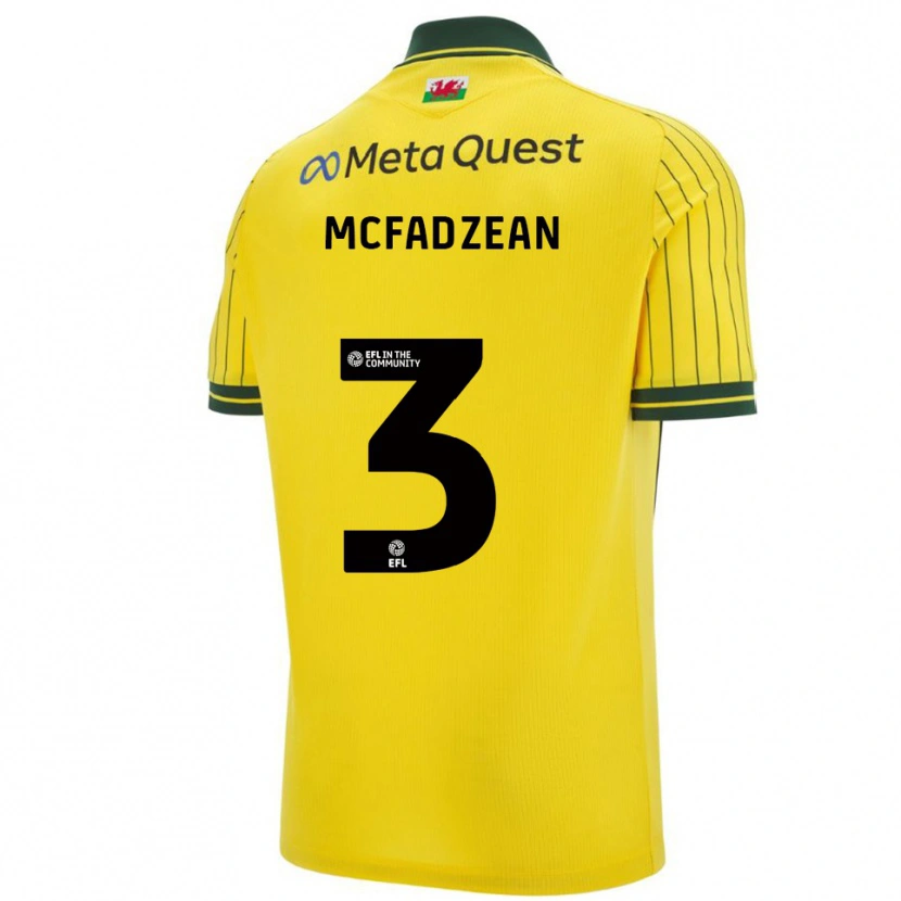 Danxen Kinderen Callum Mcfadzean #3 Geel Groen Uitshirt Uittenue 2025/26 T-Shirt
