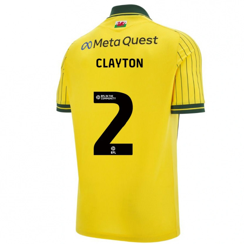 Danxen Kinderen Tommy Clayton #2 Geel Groen Uitshirt Uittenue 2025/26 T-Shirt