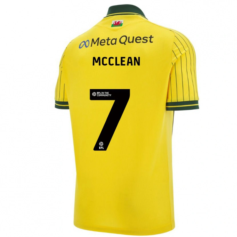 Danxen Kinderen James Mcclean #7 Geel Groen Uitshirt Uittenue 2025/26 T-Shirt