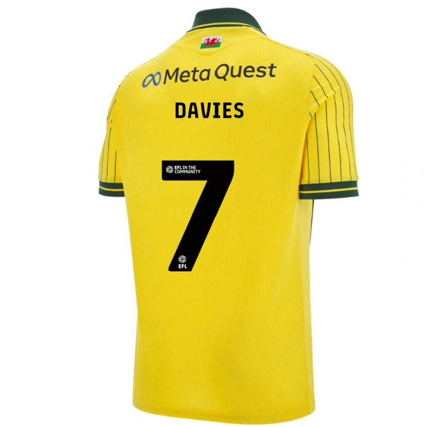 Danxen Kinderen Jordan Davies #7 Geel Groen Uitshirt Uittenue 2025/26 T-Shirt