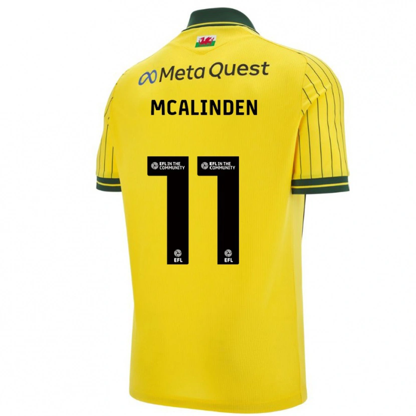 Danxen Kinderen Liam Mcalinden #11 Geel Groen Uitshirt Uittenue 2025/26 T-Shirt