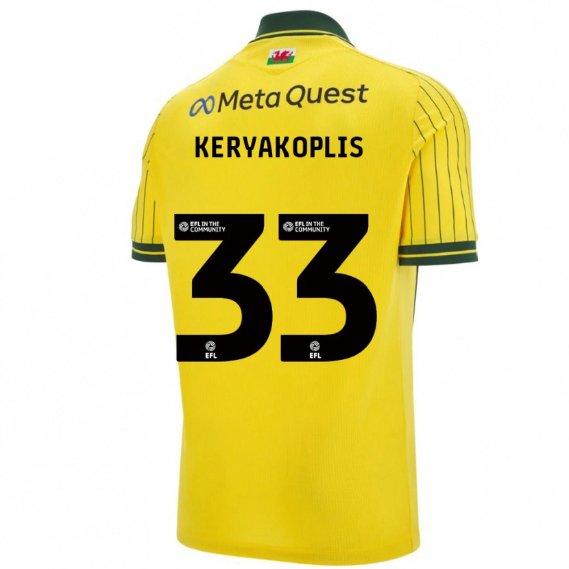 Danxen Kinderen Hannah Keryakoplis #33 Geel Groen Uitshirt Uittenue 2025/26 T-Shirt