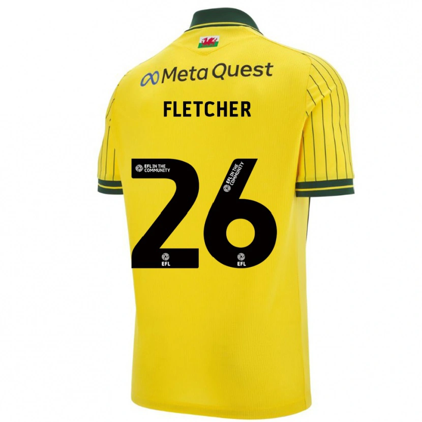 Danxen Kinderen Steven Fletcher #26 Geel Groen Uitshirt Uittenue 2025/26 T-Shirt
