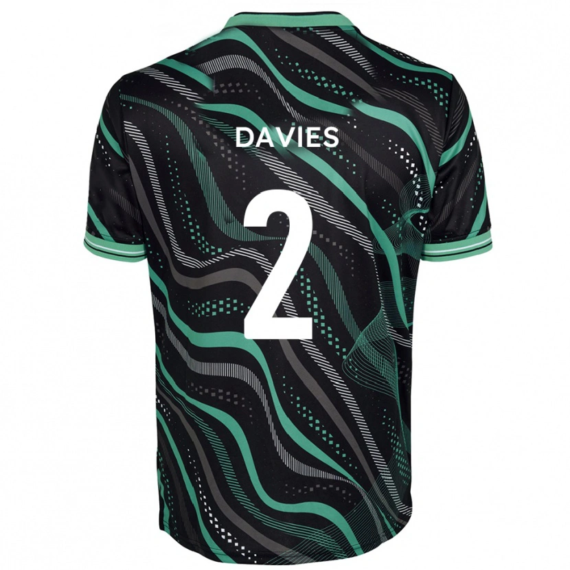 Danxen Kinderen Archie Davies #2 Zwart Groen Uitshirt Uittenue 2025/26 T-Shirt