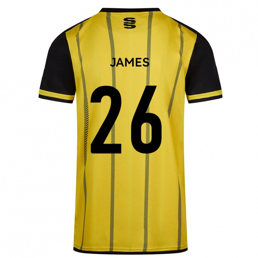 Danxen Kinderen Nicola James #26 Geel Zwart Uitshirt Uittenue 2025/26 T-Shirt