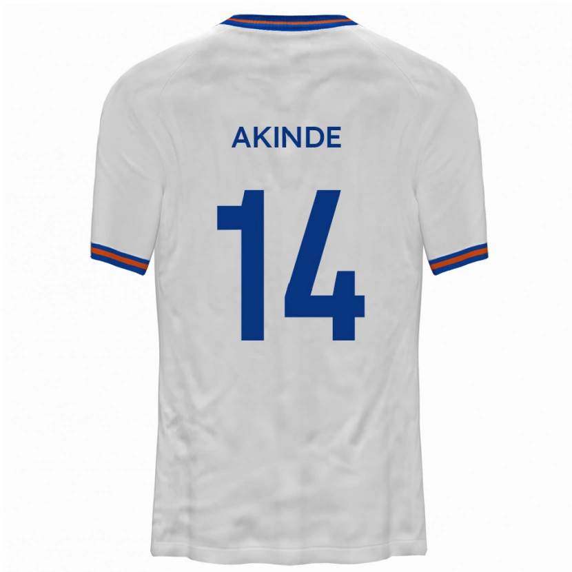 Danxen Kinderen John Akinde #14 Wit Blauw Uitshirt Uittenue 2025/26 T-Shirt