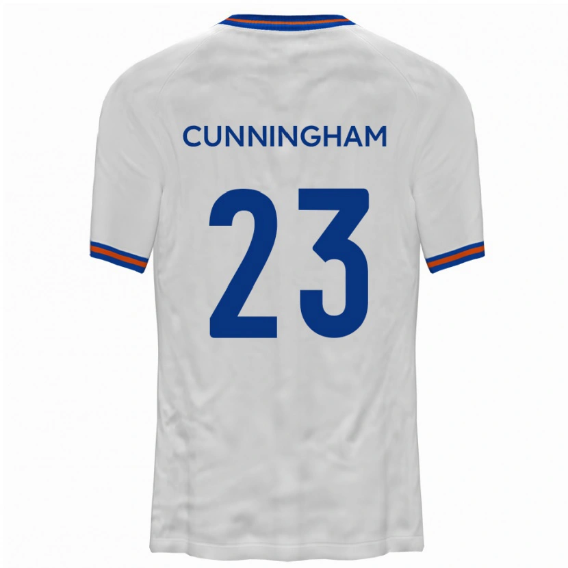 Danxen Kinderen Elliott Cunningham #23 Wit Blauw Uitshirt Uittenue 2025/26 T-Shirt