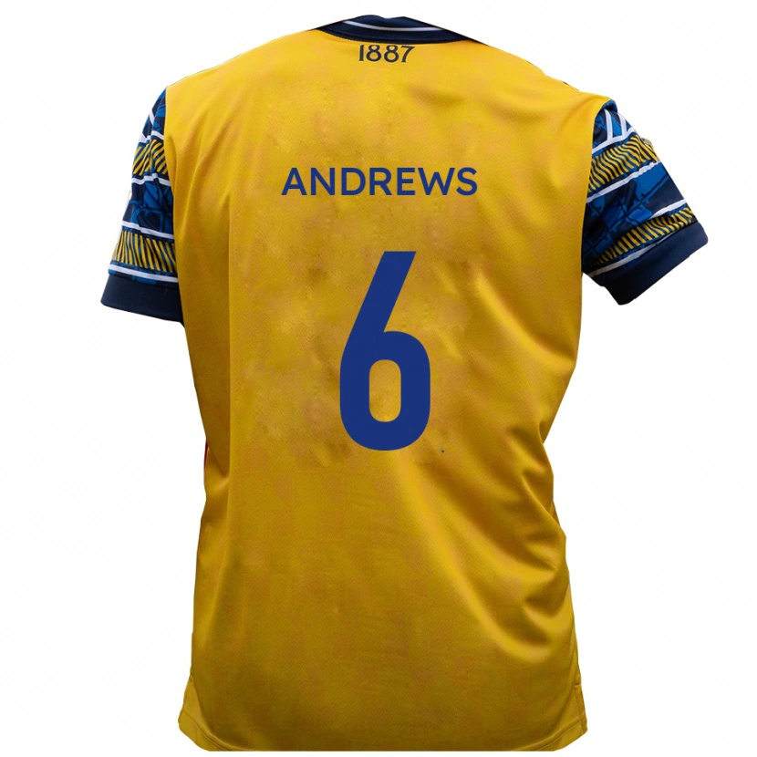 Danxen Kinderen Jamie Andrews #6 Geel Zwart Uitshirt Uittenue 2025/26 T-Shirt
