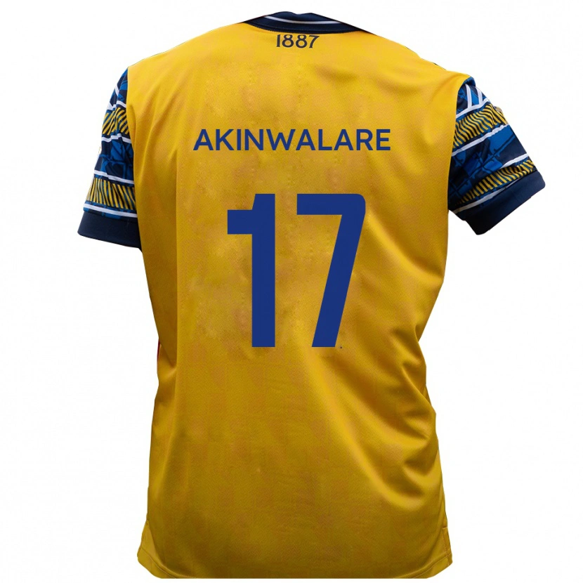 Danxen Kinderen Seyi Akinwalare #17 Geel Zwart Uitshirt Uittenue 2025/26 T-Shirt