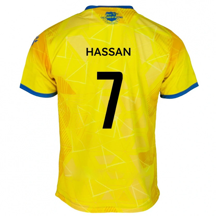 Danxen Kinderen Sakariya Hassan #7 Geel Blauw Uitshirt Uittenue 2025/26 T-Shirt