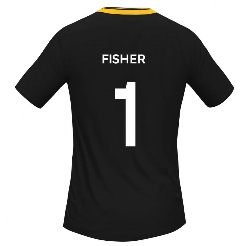 Danxen Kinderen Tobias Fisher #1 Zwart Geel Uitshirt Uittenue 2025/26 T-Shirt