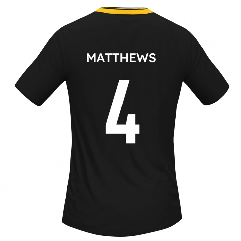 Danxen Kinderen Anton Matthews #4 Zwart Geel Uitshirt Uittenue 2025/26 T-Shirt