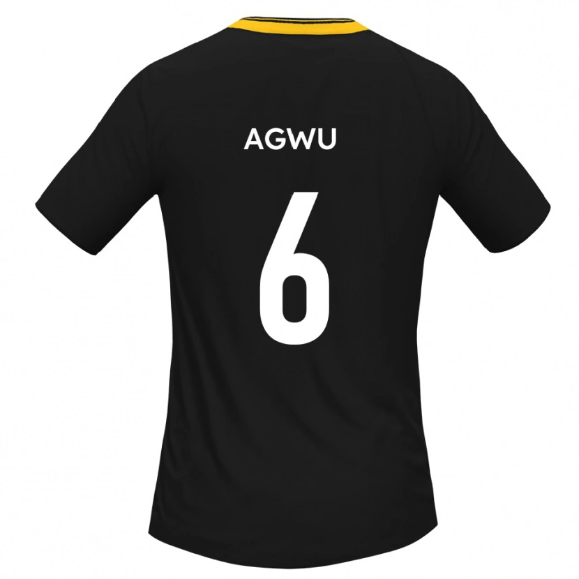 Danxen Kinderen Michael Agwu #6 Zwart Geel Uitshirt Uittenue 2025/26 T-Shirt