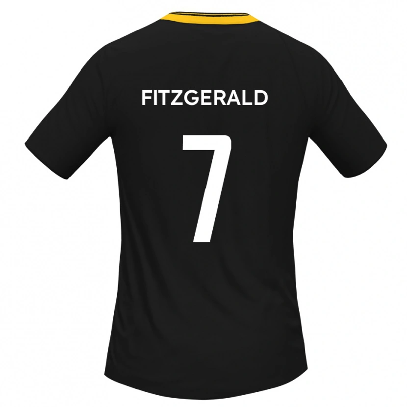 Danxen Kinderen Johnny Fitzgerald #7 Zwart Geel Uitshirt Uittenue 2025/26 T-Shirt