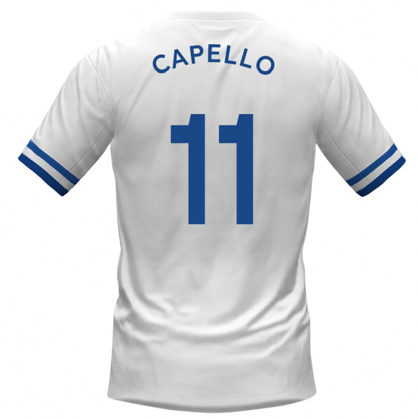 Danxen Kinderen Angelo Capello #11 Wit Blauw Uitshirt Uittenue 2025/26 T-Shirt