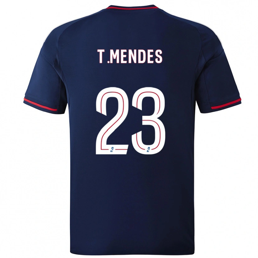 Danxen Kinderen Thiago Mendes #23 Marine Rood Uitshirt Uittenue 2025/26 T-Shirt