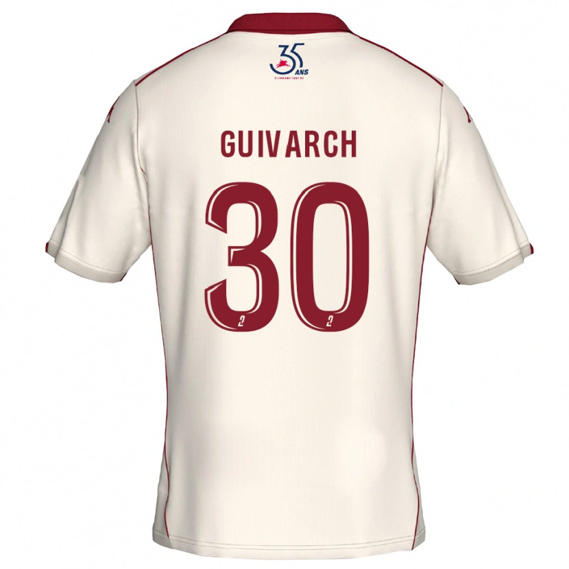 Danxen Kinderen Théo Guivarch #30 Wit Bourgondisch Uitshirt Uittenue 2025/26 T-Shirt