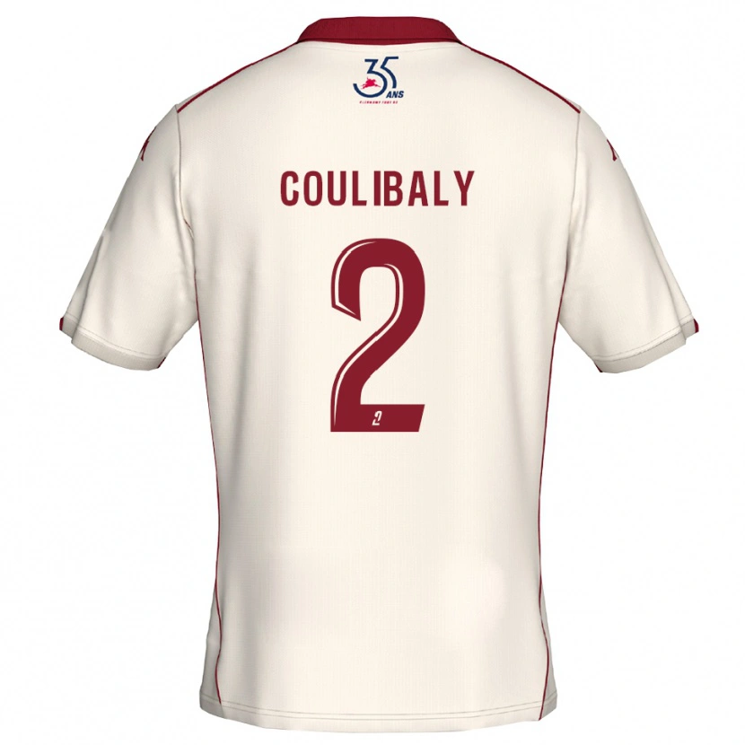 Danxen Kinderen Ibrahim Coulibaly #2 Wit Bourgondisch Uitshirt Uittenue 2025/26 T-Shirt
