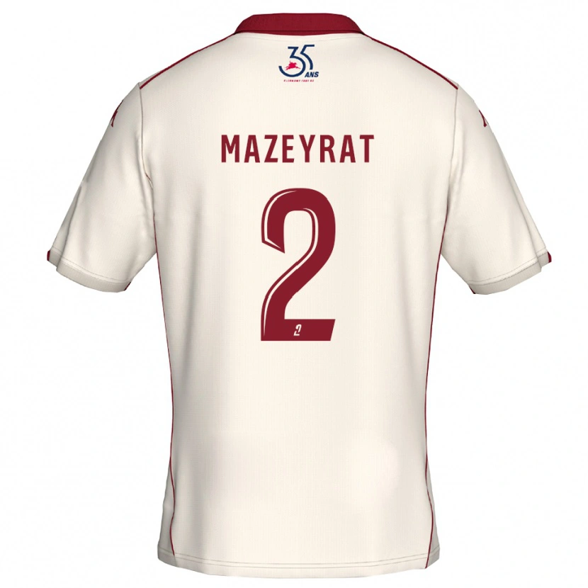Danxen Kinderen Gabin Mazeyrat #2 Wit Bourgondisch Uitshirt Uittenue 2025/26 T-Shirt