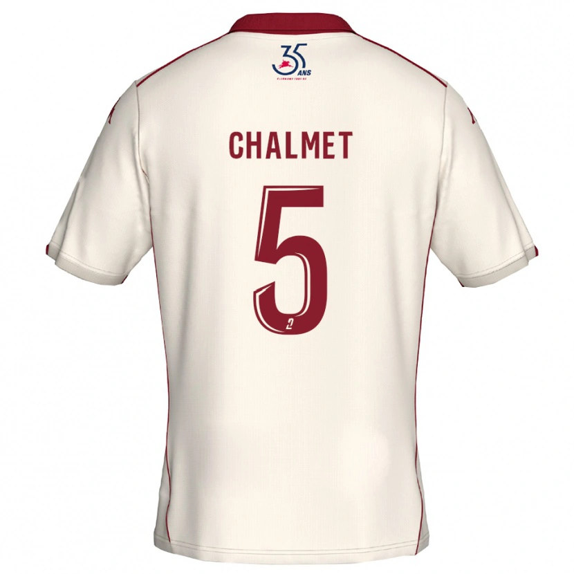 Danxen Kinderen Mélanie Chalmet #5 Wit Bourgondisch Uitshirt Uittenue 2025/26 T-Shirt