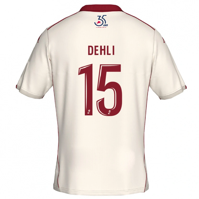 Danxen Kinderen Yacine Dehli #15 Wit Bourgondisch Uitshirt Uittenue 2025/26 T-Shirt