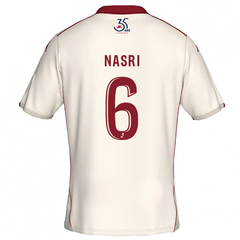 Danxen Kinderen Rayane Nasri #6 Wit Bourgondisch Uitshirt Uittenue 2025/26 T-Shirt
