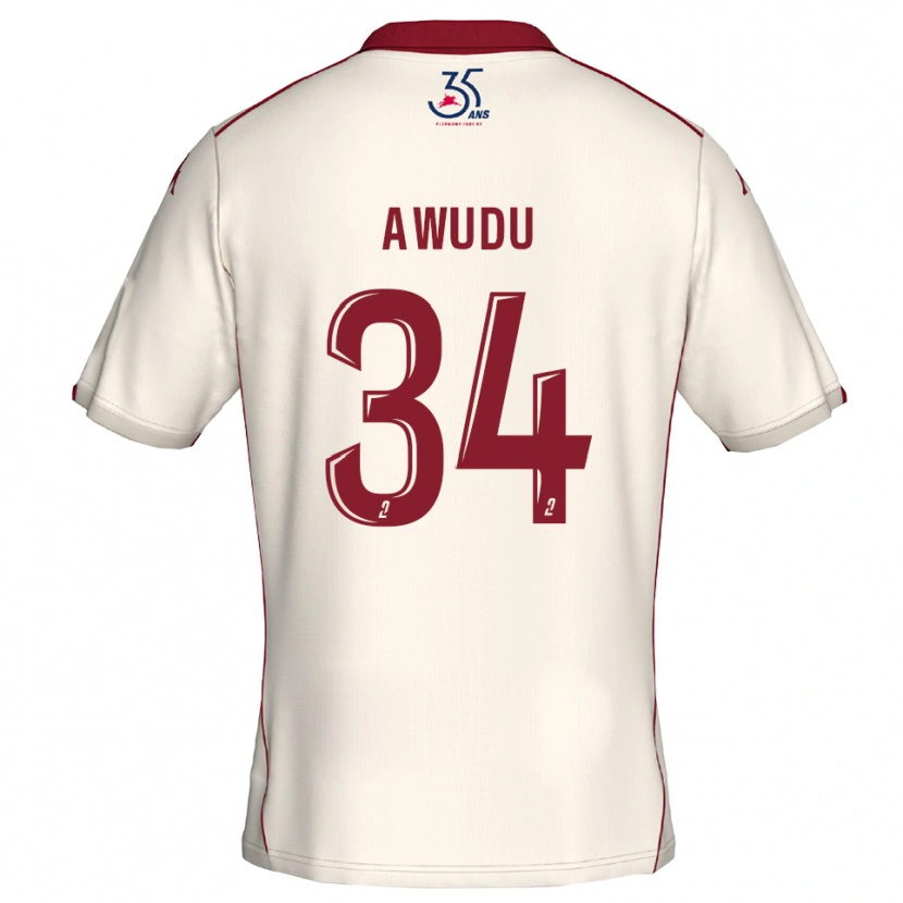 Danxen Kinderen Sumaila Awudu #34 Wit Bourgondisch Uitshirt Uittenue 2025/26 T-Shirt