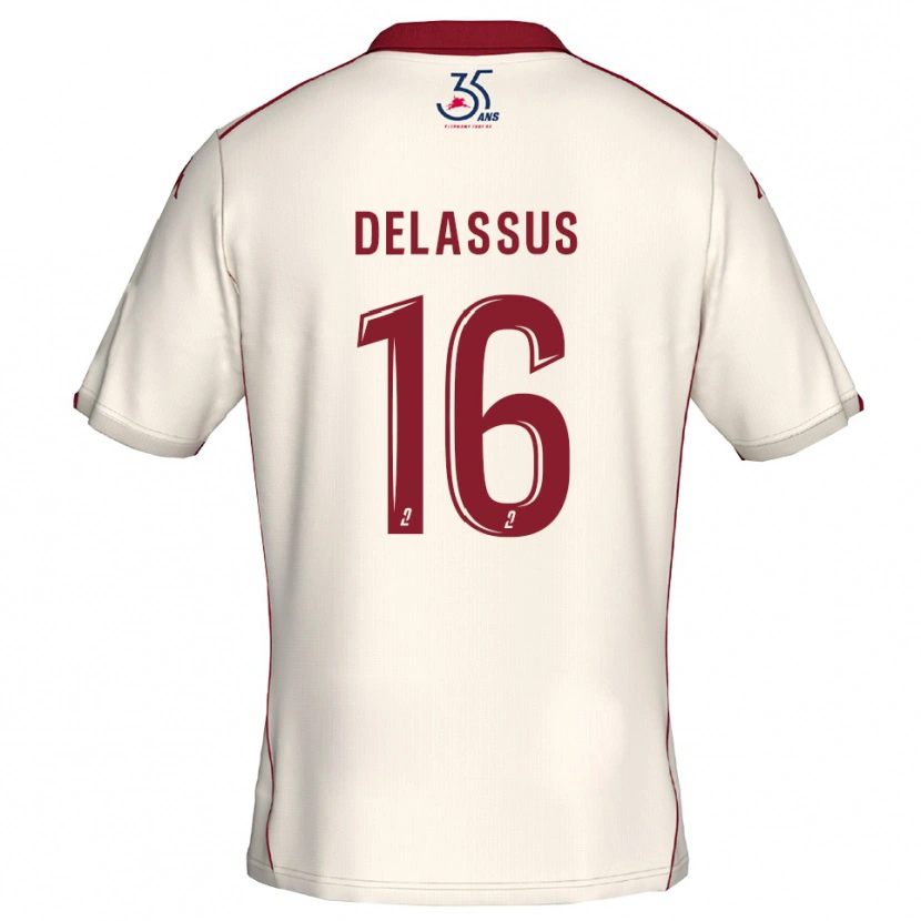 Danxen Kinderen Gabin Delassus #16 Wit Bourgondisch Uitshirt Uittenue 2025/26 T-Shirt